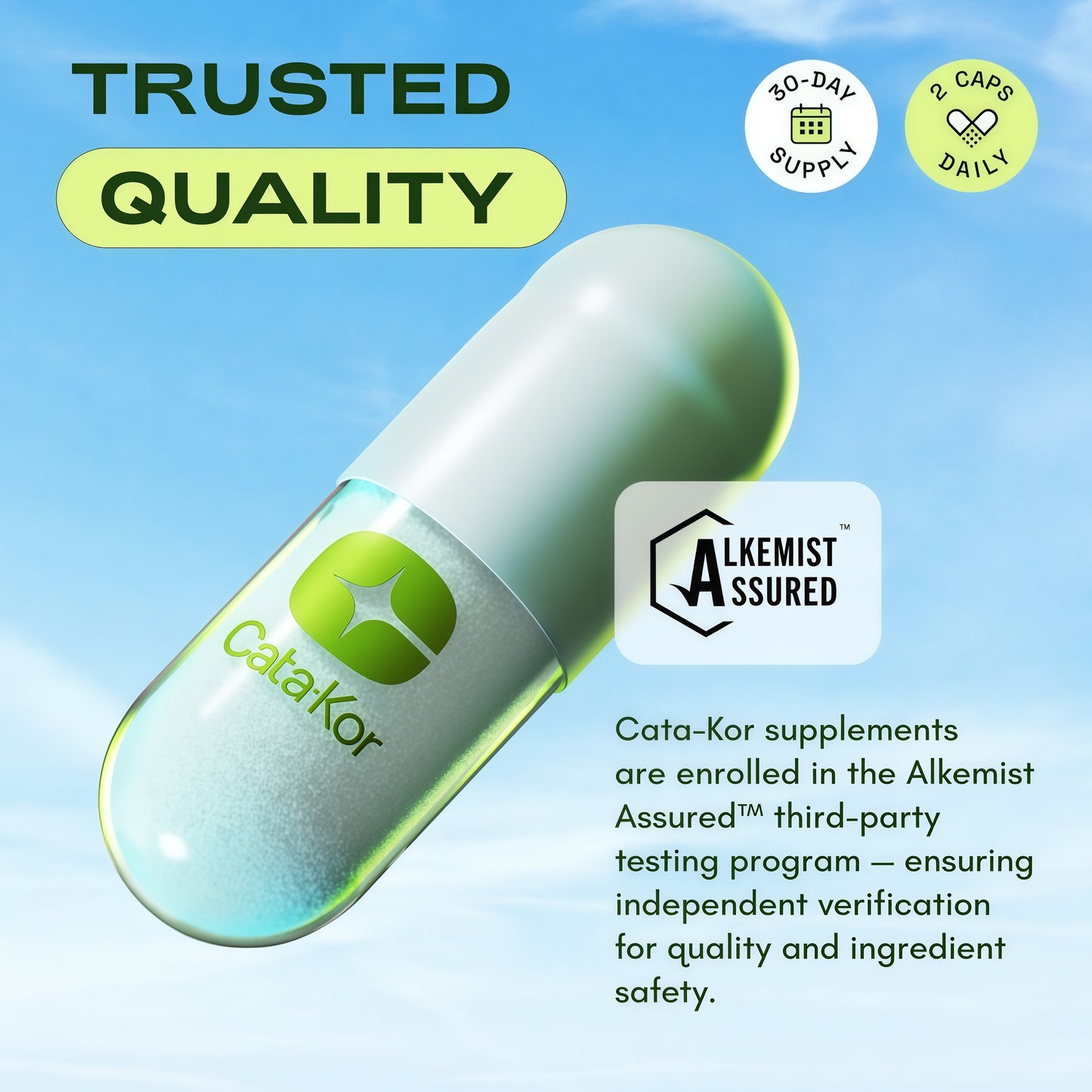 Cata-Kor NAD+ Core | Liposomal NAD+ Supplement | NMN Supplement Alternative | Third-Party Tested | NAD Core | 250mg | 60 Capsules | 30-Day Supply | Supplement Facts